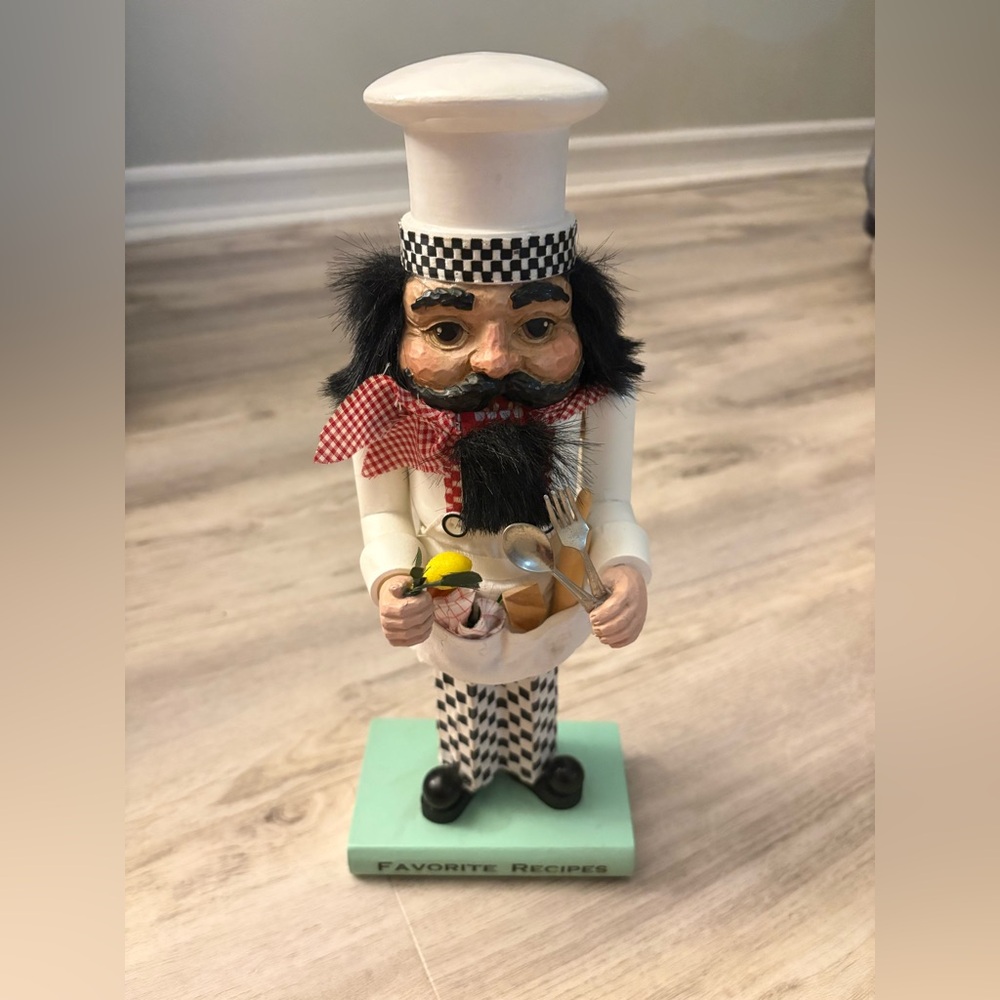 Vintage Rare Wooden Chef Food Utensils Nutcracker Favorite Recipes BRN